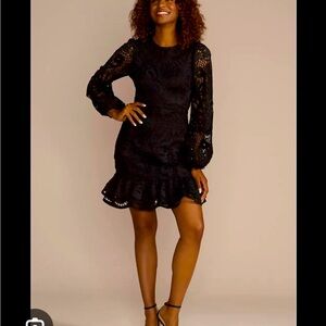 Db Studio Black Ruffled Tiered Sheath Dress